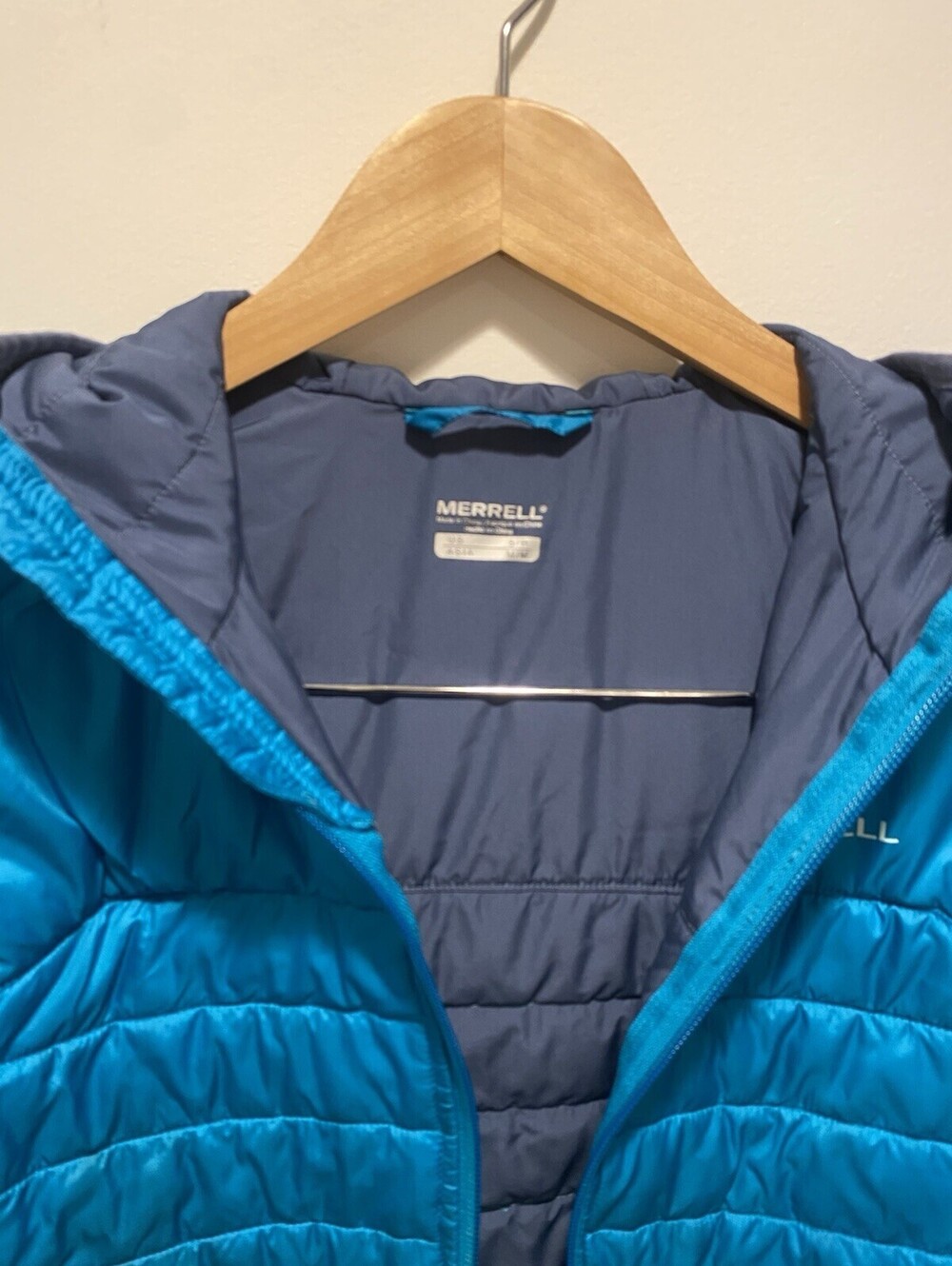 Merrell Women's Puffer Jacket Teal, Primaloft Full Zip, Quilted Zip-In Pockets - Picture 3 of 8